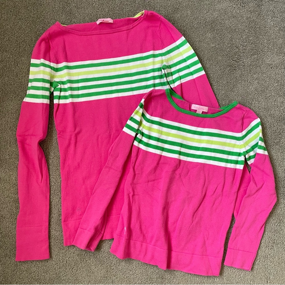 Lily Pulitzer Mommy & Me Sweaters - Women’s small and kids 8/10 - Gently used